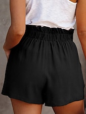 cheap Bermuda Shorts-Women's Bermuda shorts Shorts Summer Shorts Baggy Shorts Vacation Fashion Streetwear Short High Waist Plain Drawstring Pocket Elastic Waist Comfort Breathability Inelastic Daily Vacation Street Black