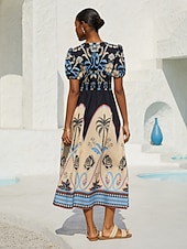  Sommernacht-Maxikleid aus Palmen, leinenartig