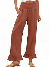 ieftine picior lat și talie înaltă-Pentru femei Pantaloni Pantaloni casual Drept Modă Șic Stradă De Bază Lungime totală Talie Înaltă Simplu Buzunar Talie elastică Comfortabil Inelastic Zilnic Vacanță Stradă Albastru piscină Negru