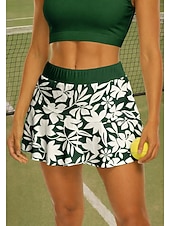 baratos Saias e Skorts Femininos-Mulheres Floral Saia casual Saia de tênis Patchwork Bolsos 2 em 1 UPF50+ Resistente a UV Com bolsos Voleibal Tênis Badminton Calção Saias Vinho Azul Marinho Verde Escuro Roupas de tênis