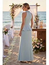 economico Abiti Lunghi &amp; Gowns-Linea ad A Tubino Colonna Lunghezza al pavimento Abito da invitata a nozze Abito Formale Abito da sera Abiti da Ballo Elegante Senza Maniche All'americana Balli di fine anno Formale Chiffon Crepe