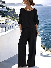  Dámské Sady bavlněného prádla Sady kalhot Bolero Top Poloviční rukáv Tričkový Pevná barva Módní Šik ven Ležérní Denní Venkovní Vodní modrá Černá Bílá Léto Běžný