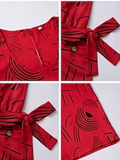 cheap Vacation Jumpsuit-Women's Normal Jumpsuit Active Geometric Sleeveless Wide Leg V Neck Lace up Print Daily Vacation Loose Fit Black Red Green Summer