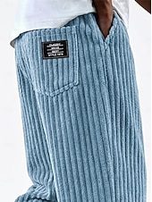 olcso alkalmi nadrág-Férfi Nadrág Kordbársony Nadrág Téli nadrág Alkalmi nadrág Zsinór Egyenes lábbal Tömör szín Mokaszinok Teljes hossz Hétköznapi Napi Szabadtéri Divat Klasszikus stílus Fekete Fehér Nem elasztikus