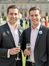 tanie Wesele ACC-Ręcznie wykonana męska broszka z motywem róży - elegancka butonierka z tkaniny poliestrowej na śluby, dodatki do garniturów pana młodego i drużbów, bale maturalne i imprezy - stylowa broszka z motywem kwiatowym w wielu kolorach