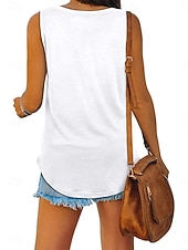 preiswerte Einfacher Tank-Damen Bluse Einfach Aktiv Vintage Ärmellos V Ausschnitt Lange Oberteile Täglich Ferien Ausgehen Blau Schwarz Weiß Gelb Hellgrün Sommer Frühling