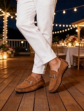 cheap Men-Men's Faux Leather Brown Slip-On Loafers, Trendy and Comfortable, Great for Resort Evenings and Night Out