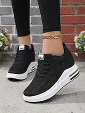 Недорогие Женские кроссовки-Белые женские дышащие кроссовки на платформе Flyknit — легкие, амортизирующие кроссовки для ходьбы, современная повседневная мода для бега, путешествий, работы, спортзала, шопинга. &amp;повседневная