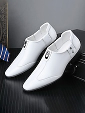 お買い得  ダービーシューズ-メンズホワイトローファー、シックなディテールを備えたクラシックなスリッポンデザイン、結婚式、教会、フォーマルなセレモニーに最適な快適なスタイル