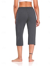 economico Pantaloni a gamba dritta-Per donna Chinos Dritto Vacanza Essenziale Casual Lunghezza al polpaccio Vita Alta Semplice Tasca Fascia Elastica Comodo Morbido Confortevole Elasticizzato All'aperto Streetwear blu navy Nero Grigio