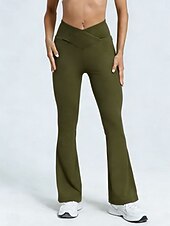 abordables Pantalon évasé pour femme-Femmes Pantalons Pantalon à pattes d'éléphant Pantalon décontracté Mode Streetwear Basique Longueur complète Taille haute Uni Avec Poches Taille Élastique Confort Haute Élasticité Quotidien Salle de
