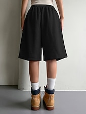 cheap Bermuda Shorts-Women's Bermuda shorts Capri shorts Chinos Shorts Vacation Fashion Streetwear Knee Length High Waist Plain Drawstring Pocket Elastic Waist Comfort Breathability Comfortable Micro-elastic Stretchy