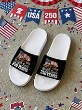 economico Scarpe da uomo-sandali da uomo per il 250° anniversario degli Stati Uniti: comode calzature patriottiche con stampa di bandiera per spiaggia, barbecue, sfilate e celebrazioni estive