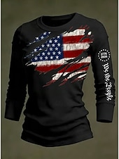  Giorno dell'Indipendenza Americana Per donna Maglietta Stampato Grafico Giornata dell'indipendenza Vintage Moda Elegante Manica Lunga Girocollo Top Regolari Quotidiano Blu Nero Bianco Rosso Grigio