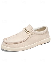 halpa miehet-Miesten beigenväriset espadrille-slip-on-kengät, pehmeä kangaspäällinen, rento mukavuuspohja, rento ulkoilutyyli lomalle, kävelyyn ja matkustamiseen