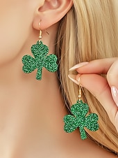  Женские серьги-подвески в виде блестящих клеверов, легкие акриловые серьги-подвески, праздничные украшения в стиле ирландского клевера для женщин, идеально подходящие для парада в День Святого Патрика, вечеринки и праздничного наряда.
