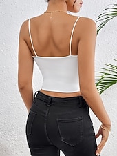halpa Yksinkertainen säiliö-Naisten Hihaton Pusero Camisole Tank Top Tavallinen Tyylikäs Seksikäs Moderni Hihaton Nelikulmainen kaula-aukko Rajaa topit Päivittäin Pyhäpäivä Bile Musta Valkoinen Viini Rubiini Ruskea Kesä Kevät
