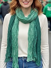 billige St. Patricks Day-Dameskjerf i bomull og lin med krøllete detaljer, bohemsk paisley-trykk med flerfarget lett sjal, mykt og avslappet moteskjerf til St. Patricks dag-festivalen, reiser, utendørs og hverdagsbruk