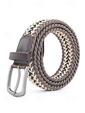 Недорогие Мужские ремни-Мужской эластичный плетеный пояс, полиэстер, различные цвета, идеально подходит для отдыха и повседневной носки.