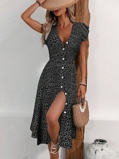 economico Abiti floreali-Per donna Abito Midi Abito a trapezio Vacanza Casual All'aperto Uscire Vestibilità aderente Floreale Grafico Manica Corta Scollo a V Nero Rosso Verde Estate Primavera