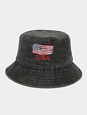 economico Accessori-Cappello a secchiello in cotone maschile dell'anniversario dei 250 anni degli Stati Uniti ricamo con bandiera USA disponibile in più colori perfetto per il Giorno dell'Indipendenza gli Stati Uniti e