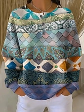 preiswerte Blumen-Hoodies-Damen Pullover Sweatshirt Knöpfe Blumen Grafik Mode Lässig Druck Langarm Rundhalsausschnitt Normale Oberteile Lässig Heim Arbeit Blau Schwarz und Rot Hellgrün Purpur Orange Sommer Frühling