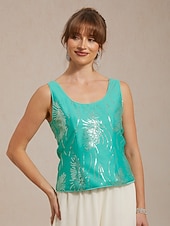  Naisten Pusero Mekkoiset topit Ilta Topit Paljetti Sulka Tyylikäs 3/4 hiha Pystykaulus Tavalliset topit Iltajuhlat Muodolliset vaatteet Cocktail-asu Telkkä Kevät Syksy Talvi