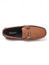 cheap Men-Men's Faux Leather Brown Slip-On Loafers, Trendy and Comfortable, Great for Resort Evenings and Night Out