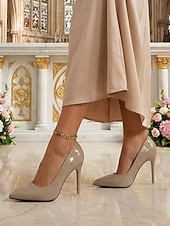 preiswerte Brautmutter/Bräutigammutter-Elegante Damen-Pumps aus nudefarbenem Lackleder mit Stilettoabsatz – die perfekten Schuhe für die Mutter der Braut bei kirchlichen Trauungen