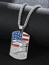  Vereinigte Staaten 250. Jubiläum Herren Legierung USA Flagge und Adler Anhänger Halskette erhältlich in Gold und Silber perfekt für USA Unabhängigkeitstag  Freizeitkleidung