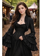 levne Topy-Rokoko Renesanční Steampunk Kabát Fancy kostým Tričko Volánkový rukáv Čerodějnice Upír Královský oděv Maškarní kostým Dámské Fantazie předvečer Všech svatých Karneval Výkon LARP Ren Faire Dospělé
