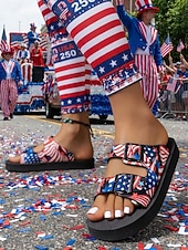 Χαμηλού Κόστους Γυναικεία παπούτσια-Η 250η Επέτειος των Ηνωμένων Πολιτειών Γυναικεία Σάνδαλα με Πολύχρωες Πεταλούδες και Ρυθμιζόμενο Μπuckle – Ζωντανά Καλοκαιρινά Σάνδαλα Slip-On για Παραλία Διακοπές και Casual Χρήση