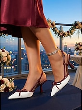 halpa Häävieras-naisten punaiset ja mustat 1950-luvun vintage-tyyliset slingback-korkokengät rusetilla – teräväkärkinen, keskikorkoinen retrotyylinen avokkaat romanttisiin treffeihin, ystävänpäivään, häihin ja