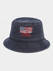 economico Accessori-Cappello a secchiello in cotone maschile dell'anniversario dei 250 anni degli Stati Uniti ricamo con bandiera USA disponibile in più colori perfetto per il Giorno dell'Indipendenza gli Stati Uniti e