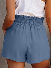 cheap Bermuda Shorts-Women's Bermuda shorts Shorts Summer Shorts Baggy Shorts Vacation Fashion Streetwear Short High Waist Plain Drawstring Pocket Elastic Waist Comfort Breathability Inelastic Daily Vacation Street Black