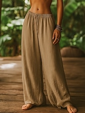 economico gamba larga e vita alta-Per donna Gamba larga Chinos Pantaloni Estivi Pantaloni Vacanza Essenziale Casual Lunghezza intera Vita Alta Semplice Tasca Fascia Elastica Comodo Comodità Morbido Micro-elastico Quotidiano