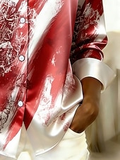  Giorno dell'Indipendenza Americana Per donna Camicia Camicia in raso Camicia button-down Camicia casual Stampato Grafico Bandiera Vintage Classico Casual Manica Lunga Colletto a Camicia Top Regolari