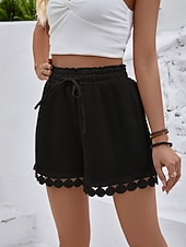 abordables Bermuda-Femmes Chinos Shorts Shorts d'été Vacances Mode Streetwear Court Taille haute Uni Cordon de serrage Dentelle Taille Élastique Confort Respirabilité Confortable Non Elastique Micro-Élastique Quotidien
