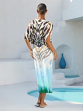 levne Květinové šaty-hedvábný saténový gradientní saténové šaty s tygřím vzorem