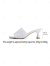 preiswerte Hochzeitsgast-Elegante weiße Damen-Mules aus Spitze – romantische, gehäkelte Sandalen mit Blumenmuster und stilvollem Spulenabsatz für Gartenhochzeiten, Brautpartys und sommerliche Gartenfeste.