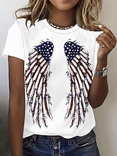  Ημέρα Αμερικανικής Ανεξαρτησίας Γυναικεία Μπλουζάκι Στάμπα Γραφική Σημαία Στυλάτο Κλασσικό Καθημερινό Κοντομάνικο Στρογγυλή Ψηλή Λαιμόκοψη Στρογγυλή Λαιμόκοψη Κανονικά μπλουζάκια Καθημερινά