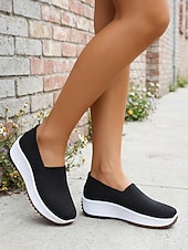 cheap Women's Sneakers-Women's Purple Breathable Knit Slip-On Sneakers - Lightweight Walking Shoes for Daily Walking, Travel, Work, Shopping, Fitness &amp; Everyday Wear