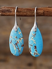 halpa Lomatarvikkeet-Naisten luonnonkiviset pisaranmuotoiset roikkuvat korvakorut, boheemi turkoosi tyyli useissa väreissä, kevyt ja näyttävä koru kevät-kesälomalle, rannalle ja jokapäiväiseen käyttöön.