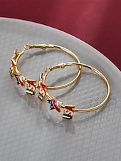  Az Egyesült Államok 250. évfordulós Női Ötvözetű USA Tematikus Karika Fülbevalók Piros Fehér és Kék Csillagok Tökéletes az USA-hoz a Függetlenségi Naphoz és Mindennapi Hétköznapi Viseléshez