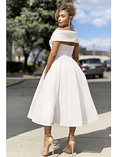 economico Abiti da cocktail-Linea ad A Lunghezza Tè Abiti da Cocktail Abiti da festa Vintage Anni 1950 Senza Maniche Senza Spalle Ospite di nozze Tulle con Pieghe