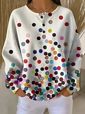 economico Felpe a Strisce e Geometriche-Per donna Felpe con cappuccio Bottoni Grafico Geometrico Blocco di colori Moda Casual Stampa Manica Lunga Girocollo Top Regolari Casuale Streetwear Rosa chiaro Rosa Verde Kaki Beige Estate Primavera