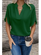economico T-shirt semplice-Blusa Top eleganti Per donna Nero Bianco Giallo Tinta unita / tinta unita Sexy Giornaliero Elegante A V Standard S