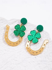 ieftine Accesorii-Cercei acrilici cu trifoi pentru femei, cu tematică de Ziua Sfântului Patrick, cercei ușori cu trifoi și sclipici, bijuterii verzi irlandeze în mai multe stiluri, perfecți pentru parade de sărbători, petreceri și ținute festive.