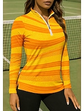 tanie Koszula damska-Damskie Geometryczny Koszula Koszulka sportowa Koszulka polo Koszulka do tenisa Długi rękaw Zamek Kwiaty UPF50+ Odporny na UV Wysoka elastyczność Odprowadza wilgoć Oddychający Siatkówka Bransoletka