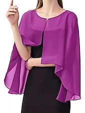 cheap Cape-Women's Wrap Mother's Wraps Bridal's Wraps Wedding Guest 's Wraps Cape Elegant Ladies Formal Style Sleeveless Chiffon Wedding Wraps With Pure Color For Daily Summer